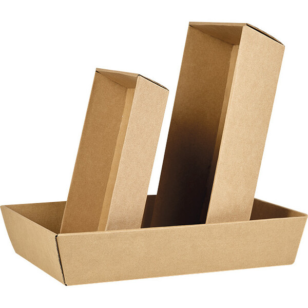 Tray cardboard kraft rectangular unprinted delivered flat (dimension assembled)