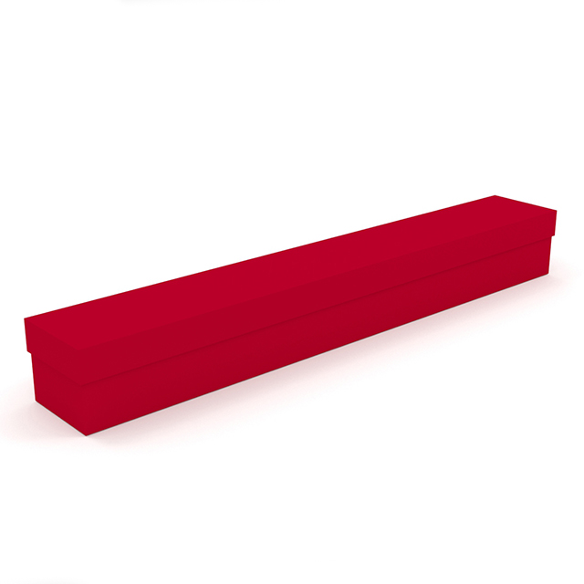 Coffret carton long coloris rouge 72x13x8 cm