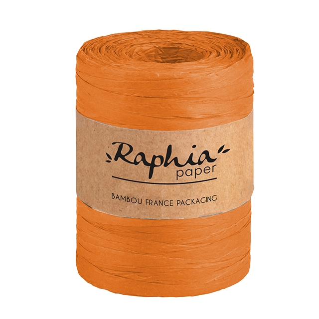 Raphia papier coloris orange bobine de 0,7x200m