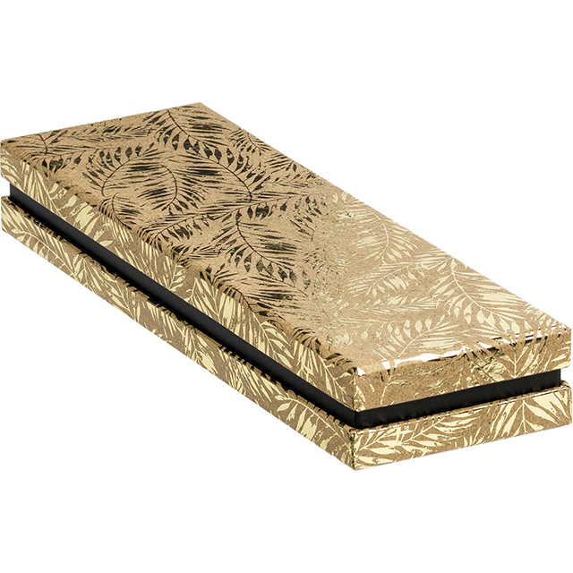 Box cardboard rectangular chocolate 2 rows kraft/gold hot foil stamping/black