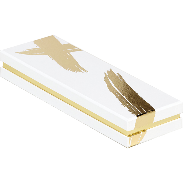 Box cardboard rectangular chocolates 2 rows SIGNATURE white/gold hot foil stamping