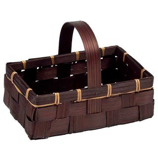 Panier bambou rectangle marron anse fixe 