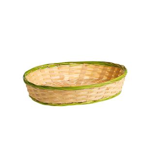 Cesta bambu oval natural/verde 