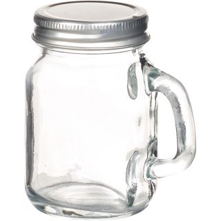 Bocal verre couvercle argenté/poignée 125 ml 