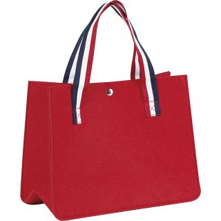 Felt bag red blue/white/red handles poper button 