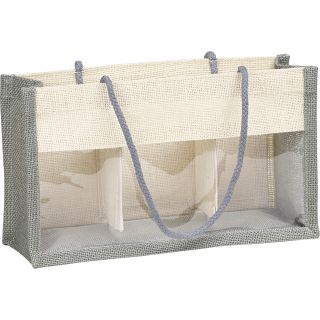 Bag Hessian PVC window and removable separations grey/cream