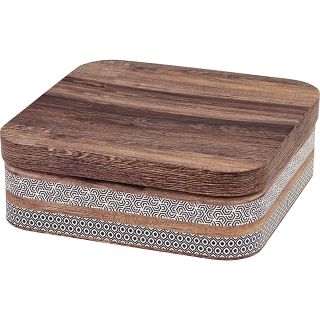 Caja de cartn cuadrada marrn/crema imitacin madera 