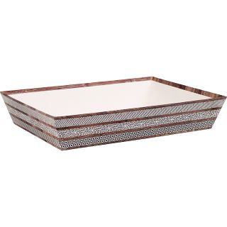 Corbeille carton rectangle marron effet bois/motifs