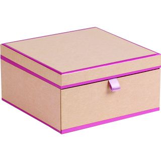 Coffret carton carré chocolats 2 étages avec tiroir kraft/rose 2 x 4 rangées