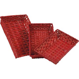 Cesta bambu retangular vermelho escuro