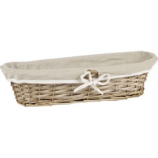 Basket oval wicker/wood brown cream fabric lining 