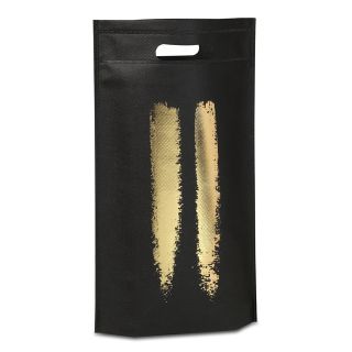 Bag Non-woven polypropylene 2 bottles camel black/gold 