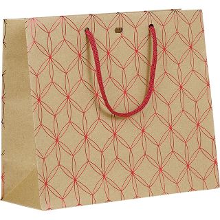 Bag paper kraft hot gliding red geometrical circles red cord handles eyelet 