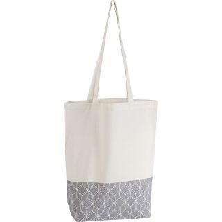 Sac coton naturel/dcor rosaces gris 2 anses - Tote bag