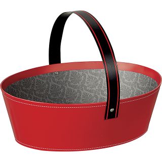 Cesta de carto oval vermelho/preto com asa 