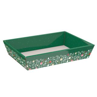 Tray Cardboard Rectangular Bonnes Ftes green/red/gold delivered flat (to assemble)