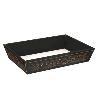 Bandeja Cartn Rectangular Savoureux cobre/negro/impresin UV entregados plano (para montar)