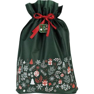 Bag Non-woven polypropylene Christmas green/white/red red satin ribbon 