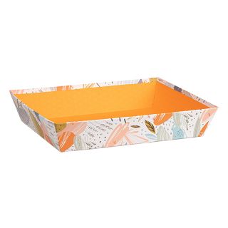 Bandeja cartón rectangular naranja/frescura 