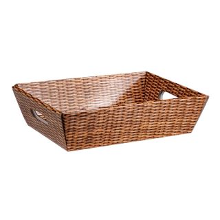 Tray cardboard rectangular with foldable handles decor wicker delivered flat (dimension assembled)