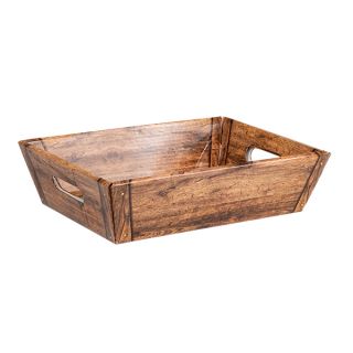 Tray cardboard rectangular with handles wood decor delivered flat (dimension assembled)