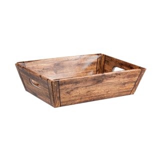 Tray cardboard rectangular with handles wood decor delivered flat (dimension assembled)