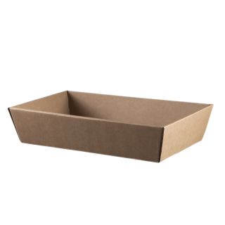 Tray cardboard kraft rectangular unprinted delivered flat (dimension assembled)