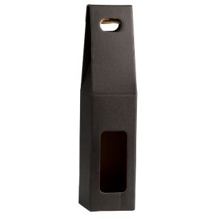 Wine carrier cardboard kraft/black 1 bottle handle