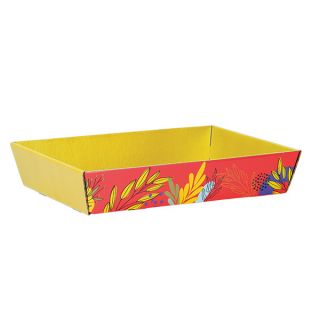 Tray Cardboard rectangular SUMMER FLAVOURS red/yellow/green delivered flat (dimension assembled)