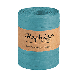 Raphia papier coloris bleu bobine