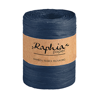 Raphia papier coloris bleu marine bobine 