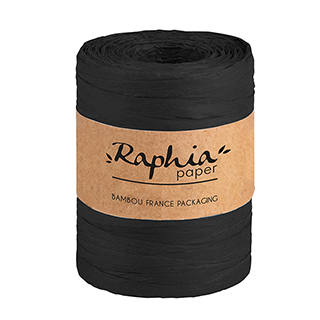 Raphia papier coloris noir bobine 