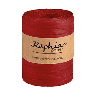 Raphia papier coloris rouge bobine 