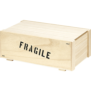 Caixa madeira retangular natural/FRAGILE