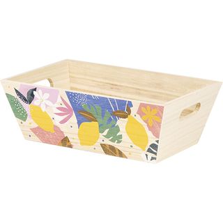 Tray wood rectangular CITRUS GARDEN handles