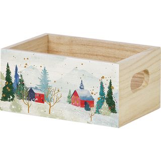 Tray wood rectangular SNOWY COUNTRY handles