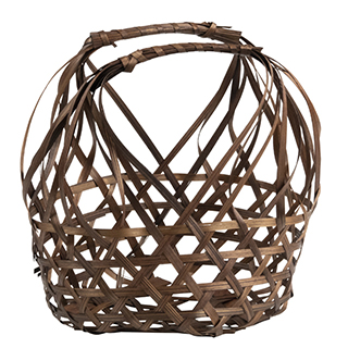 Basket bamboo openwork brown 2 anses