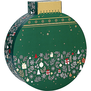 Caixa em forma de bola Natal de cartão verde/branco/vermelho/dourado quente Bonnes Fêtes