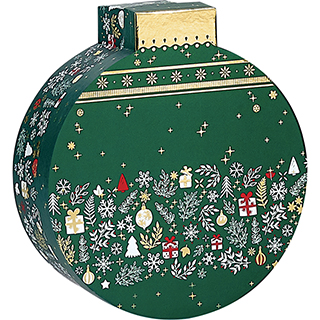 Caixa em forma de bola Natal de cartão verde/branco/vermelho/dourado quente Bonnes Fêtes