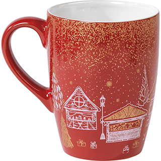 Mug ceramic Bonnes Ftes red/chalets