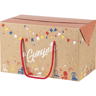 Coffret carton kraft rectangle LA GUINGUETTE cordelettes rouges fermetures latrales