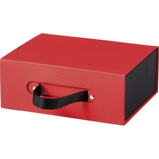 Caixa carto retangular TAPETE VERMELHO textura vermelha/preta ala fita fecho magntico entrega plana