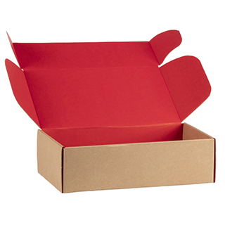 Caja de cartn kraft rectangular rojo entregados plano (para montar) 