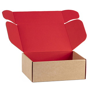Box cardboard kraft rectangular red delivered flat (to assemble)