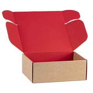 Caja cartn kraft rectangular rojo entrega plana (para montar) 