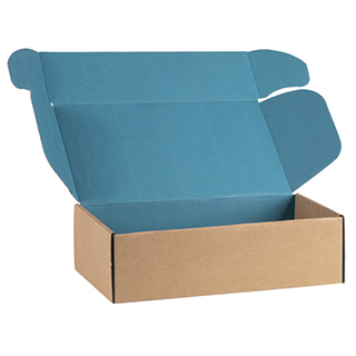 Box cardboard kraft rectangular blue delivered flat (to assemble)