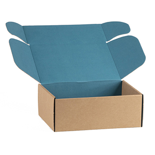 Box cardboard kraft rectangular blue delivered flat (to assemble)