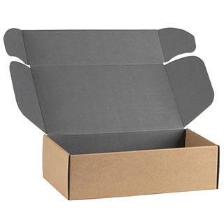 Caja de cartón kraft rectangular gris entregados plano (para montar) 