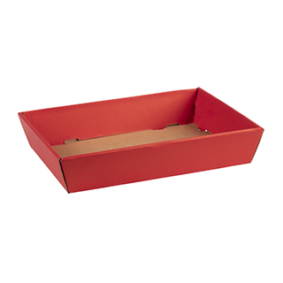 Tray cardboard kraft rectangular red delivered flat (to assemble)