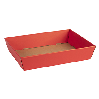 Tray cardboard kraft rectangular red delivered flat (to assemble)